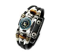 LODMLOER 12 Bracelets Lumineux Signe du Zodiaque Constellation - Hommes Femmes Mode Fait Main Multicouche Cuir Noir Bracelet Ethnique Bohème Cadeaux d'anniversaire,Sagittaire,Taille Unique