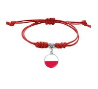 LODMLOER 3Pcs Bracelet Drapeau Pologne, Bracelet Drapeau Multicolore Simple Tissé À La Main Drapeau Pologne Drapeau Ethnique Déclaration Bracelet Bijoux Pour Hommes Femmes,Rouge,28Cm