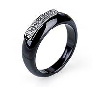 LODMLOER Bagues en Céramique, Style Élégant Dame Femmes Bagues Noir Blanc Bleu Rose Couleur pour Collocation Quotidienne Classique Simple Bijoux Couple Cadeau Noël Saint Valentin,Black,7