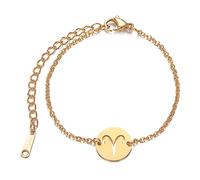 LODMLOER Bracelet Bélier 12 Constellations pour Femme - Cadeaux d'anniversaire Bracelets Amulette Couleur Or 18K, Bélier Taureau Gémeaux Cancer Lion Signe du Zodiaque Bijoux pour Petite Amie, Bélier