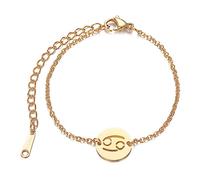 LODMLOER Bracelet Cancer 12 Constellations pour Femme - Cadeaux d'anniversaire Bracelets Amulette Couleur Or 18K, Bélier Taureau Gémeaux Cancer Lion Signe du Zodiaque Bijoux pour Petite Amie, Cancer