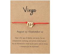 LODMLOER Bracelet Constellation du Zodiaque, Bracelet Réglable Chaîne Rouge Vif De Luxe, Femmes/Hommes Horoscope Astrologie Céleste Dames Mode Bijoux Cadeau d'anniversaire, Vierge, 25Cm