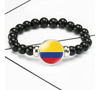 LODMLOER Bracelet de Drapeau National de la Colombie en Pierre Naturelle, Bracelet de Perles Pendentif, pour Hommes Femmes Cadeau d'ami