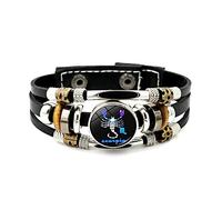 LODMLOER Bracelet En Cuir Lumineux 12 Constellation - Bracelet Punk À Tissage Multicouche Avec Douze Signes Du Zodiaque,Balance Scorpion Vierge Lion Bouton Time Gem Bracelet Pour Homme Et Femme