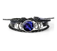 LODMLOER Bracelet Sagittaire 12 Constellation - Bracelet Homme Signes du Zodiaque en Cuir, Bracelets À Breloques Bélier Poissons Verseau Lion Scorpion Balance Gémeaux Bijoux, Sagittaire