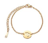 LODMLOER Bracelet Vierge 12 Constellations pour Femme - Cadeaux d'anniversaire Bracelets Amulette Couleur Or 18K, Bélier Taureau Gémeaux Cancer Lion Signe du Zodiaque Bijoux pour Petite Amie, Vierge