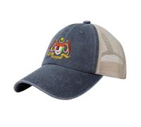 LODMLOER Casquette de Baseball Demi - Maille Rétro Emblème National Malaisien Western Washed Denim Chapeau de Camion Culture Régionale Chapeau de Soleil en Coton Unisexe Réglable