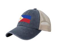 LODMLOER Casquette de Baseball Rétro, Drapeau des Philippines Anti-Soleil Baseball Cap Fierté Nationale Chapeaux Lavé en Détresse pour Running Golf Cyclisme Randonnée