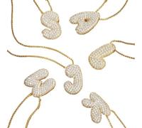 LODMLOER Chunky Bubble Initial Colliers Pour Femmes Filles Az 26 Brillant Strass Ballon Lettre Collier Empilable Hip Hop Initial Collier Bijoux Pour Femmes Filles,B