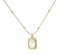 LODMLOER Collier Fleur De Naissance - Or 18 Carats Gravé Carré Fleur du Mois Pendentif Colliers,Mois De Naissance Fleur Charme Collier Bijoux Personnalisés Cadeau d'anniversaire pour Elle,Juin,45+5Cm