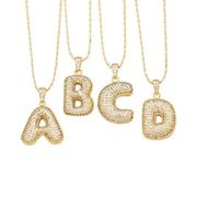 LODMLOER Collier Initial Lettre Bulle Zircon - Hip Hop Exagéré Strass Étincelant Zircon Pop Lettre Pendentif 26 Az Collier Initial Bijoux Cadeau Accessoires De Fête,E