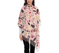 LODMLOER Écharpe Chale Femme Palettes De Rouges À Lèvres Et De Fards À Paupières Echarpe Hiver ChaudCosmétique Pashmina Châle Wrap Grand Foulard avec Glands pour Automne Cadeau Noël, Rose Clair