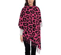 LODMLOER Echarpe Femme Hiver Imprimé Léopard Grosse Écharpe Cachemire Etole Coups De Pinceau Noirs Chale Femme Chaud Pashmina Pour Cadeau Cadeaux de Noel, Rose Rouge