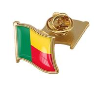 LODMLOER Épingle en Émail du Drapeau du Bénin, Épingle À Huile en Gouttes De Cristal, Insignes du Drapeau du Monde, Vêtements Écharpe Accessoires Art Déco Broche Grand Vintage, Broches Et Épingles À