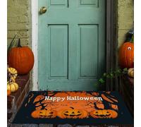 LODMLOER Paillasson d'halloween en Citrouille Arbre Mort pour Porte d'entrée extérieure, Tapis d'entrée Orange Noir à Profil Bas avec Dos antidérapant,80 x 120 cm, Sombre Gothique