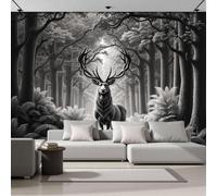 LODMLOER Papier Peint Intissé Faune, Forêt D'Élans Vintage Poster Tableaux Photo Muraux Utilisé Pour Salon Chambre Bureau Décoration Murale (300x210cm)
