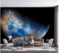 LODMLOER Papier Peint Panoramique Lune Corps Céleste,350x256cm, Taille Personnalisée disponible,Planète Cratère Fresque Murale, pour Salon Chambre Décoration Murale papiers peints décoratif