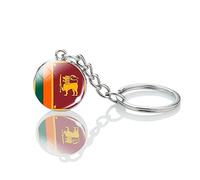 LODMLOER Pendentif Porte-Clés Drapeau du Sri Lanka - Pendentif Boule De Verre Double Face Asie du Porte-Clés Patriotique du Sri Lanka,Symbole du Drapeau Porte-Clés Sac De Voiture Suspendu