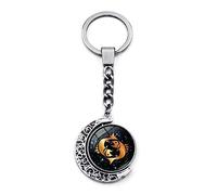 LODMLOER Porte-Clés Lumineux 12 Constellation - Porte-Clés Cabochon en Verre De Lune Rotatif À Double Face, Lion Vierge Balance Scorpion Sagittaire Signes du Zodiaque Porte-Clés Bijoux, Poissons