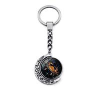 LODMLOER Porte-Clés Lumineux 12 Constellation - Porte-Clés Cabochon en Verre De Lune Rotatif À Double Face, Lion Vierge Balance Scorpion Sagittaire Signes du Zodiaque Porte-Clés Bijoux, Cancer