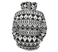 LODMLOER Pull à Capuche Géométrie du Losange pour Homme Sweat à Capuche Tribus Primitives Sweat-Shirt à Manche Longues Cool Sweat Sportif avec Poche Grande Taille