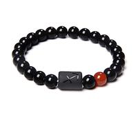 LODMLOER Sagittaire 12 Constellation Signes du Zodiaque Bracelet Perles - Bracelet Couples Naturel Noir Onyx Pierre Élastique Charme Bracelet pour Femmes Hommes Cadeau d'anniversaire,Sagittaire