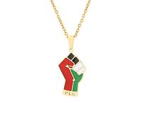 LODMLOER Simple Émail Palestine Carte Pendentif Collier, Tendance Personnalisé Patrie Continent Contour Colliers, Pendentif Collier Hip Hop Bijoux pour Femmes Hommes Unisexe Ados, Yellow, 50Cm