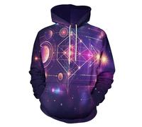 LODMLOER Sweat À Capuche imprimé en 3D pour Hommes Femmes Planète Géométrique Pull à Manches Longues Espace Mystérieux De Science-Fiction Pull à Capuche Design Cool Pull de Décontracté avec Poches