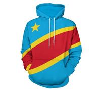 LODMLOER Sweat à Capuche pour Homme avec Drapeau République Démocratique Congo, Pull à Capuche Patriotique Manches Longues Pull de Course Décontracté pour Sport, Jogging, VêTements de Tous Jours