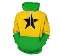 LODMLOER Sweat à Capuche pour Hommes Drapeau De São Tomé Et Príncipe Pull À Manches Longues Style Artistique Régional Sweatshirts à Capuche Décontractés avec Cordon de Serrage et Poche