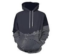LODMLOER Sweat à Capuche pour Hommes, Pull de Manches Longues Style Minimaliste Abstrait Sweatshirt à Capuche Vague OP Art Streetwear avec Poche Kangourou pour Hiver et Automne