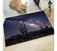 LODMLOER Tapis Entree Interieur Désert Cactus 50 x 80 cm Lavable en Machine | AntidéRapant Poil Ras, pour Chambre Salle a Manger Descente de Lit Bureau, Cuisine,Voie Lactée Ciel Étoilé