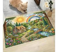 LODMLOER Tapis Entree Interieur Forêt des Contes De Fées 50 x 80 cm Lavable en Machine | AntidéRapant Poil Ras, pour Chambre Salle a Manger Descente de Lit Bureau, Cuisine,Dessin Animé Fantastique
