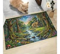 LODMLOER Tapis Entree Interieur Forêt des Contes De Fées 50 x 80 cm Lavable en Machine | AntidéRapant Poil Ras, pour Chambre Salle a Manger Descente de Lit Bureau, Cuisine,Plantes Style Dessin Animé