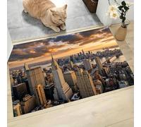 LODMLOER Tapis Entree Interieur Horizon De La Ville 80 x 120 cm Lavable en Machine | AntidéRapant Poil Ras, pour Chambre Salle a Manger Descente de Lit Bureau, Cuisine,Gratte-Ciel