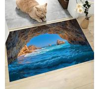 LODMLOER Tapis Entree Interieur Littoral Grottes 50 x 80 cm Lavable en Machine | AntidéRapant Poil Ras, pour Chambre Salle a Manger Descente de Lit Bureau, Cuisine,Paysage Marin
