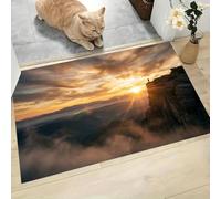 LODMLOER Tapis Entree Interieur Vue du Lever du Soleil 45 x 75 cm Lavable en Machine | AntidéRapant Poil Ras, pour Chambre Salle a Manger Descente de Lit Bureau, Cuisine,Falaise Vallée