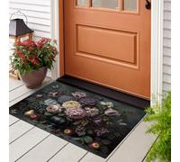 LODMLOER Tapis Fleurs Classiques Lavable antidérapant 45 x 75 cm Violet | Toucher Doux, adapté pour Cuisine, Chambre, entrée,Nature Morte Plantes pensé pour Un Usage Quotidien