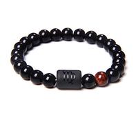 LODMLOER Vierge 12 Constellation Signes du Zodiaque Bracelet De Perles - Bracelet De Couples Naturel Noir Onyx Pierre Bracelet À Breloques Élastique pour Femmes Hommes Cadeau d'anniversaire,Vierge