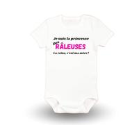 LODMY® - Body Bébé Fille Humour - “Je suis la princesse des râleuses, la reine c’est ma mère” - Coton Doux - Cadeau Naissance, Baby Shower, Anniversaire (Blanc, 0-3 mois)