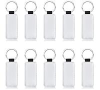 Lodokdre 10 PièCes Porte-CléS en Cuir Blanc MDF Porte-CléS Sublimation Transfert de Chaleur Kit Porte-CléS de