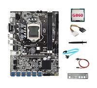 Lodokdre B75 12 USB ETH Mining Carte mère + CPU G860 + câble 4 broches IDE vers + câble + câble d'interrupteur + paroi acoustique + pâte thermique pour