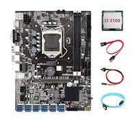 Lodokdre B75 ETH Carte mère 12 PCIE vers USB+I3 2100 CPU+SATA3.0 Câble de port série+câble +câble +commutateur Carte mère