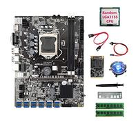 Lodokdre B75 ETH Mining Carte mère 12USB+CPU+2X4G DDR3 1600Mhz RAM+128G SSD+Lustrateur+Câble +Câble Commutateur+Pâte de chargement+Vinyle