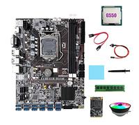 Lodokdre B75 ETH Mining Carte mère 12XUSB+G550 CPU+DDR3 4GB RAM+128G SSD+RGB Ventilateur + Câble + Câble Switch LGA1155 Carte mère