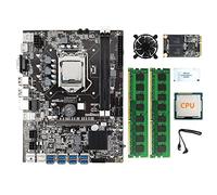 Lodokdre Kit carte mère B75 8USB BTC + CPU + 2 x 4G DDR3 RAM + SSD 128G + ventilateur CPU + câble + graisse thermique LGA1155 DDR3 Slot MSATA