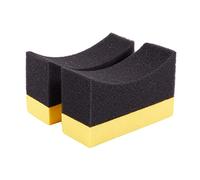 Lodokdre Lot de 2 éponges pour roues de voiture profilées - Applicateur spécial pour le nettoyage des moyeux de pneus, bandages, cirage, polissage jaune + noir