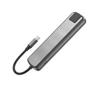 Lodoot Auminum Station d'accueil USB C 6 en 1 vers USB 3.0 PD60W Gigabits Ethernet Port 3 x USB 3.0 Adaptateur pour ordinateur portable