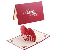Lodoot Carte de vœux 3D en forme de cœur pour anniversaire de mariage, Saint-Valentin, anniversaire de mariage, Thanksgiving, papier rouge