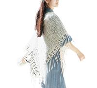 Lodoot Élégant châle de printemps au crochet pour femme - Écharpe tricotée à franges - Idéal pour les soirées fraîches et les vacances à la plage